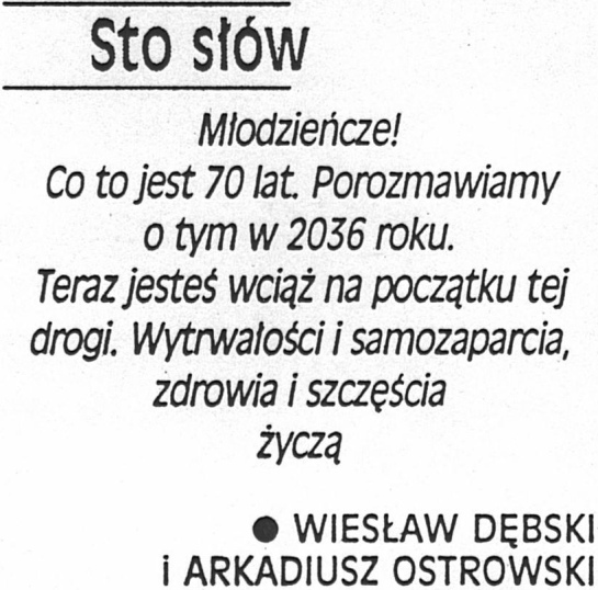 Życzenia od Dębskiego i Ostrowskiego Życzenia od Dębskiego i Ostrowskiego