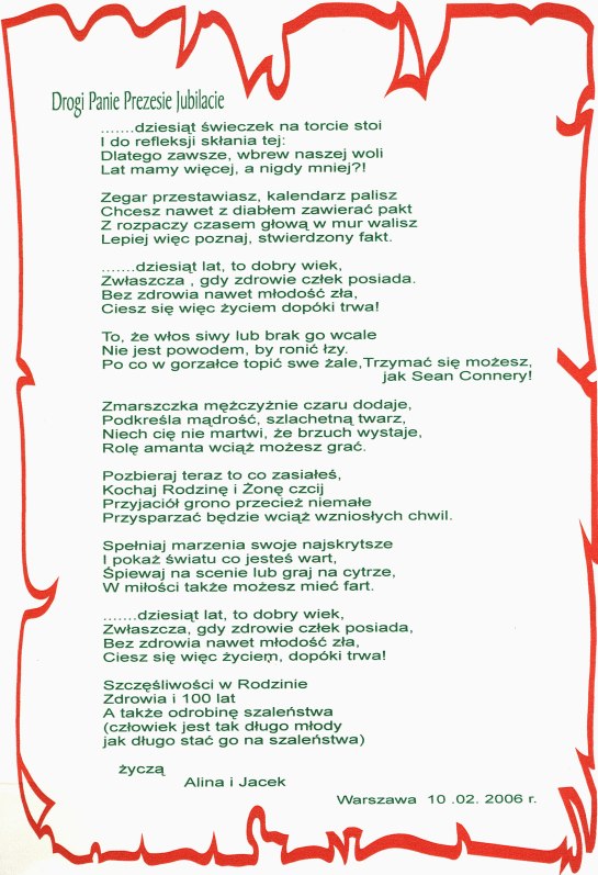 Zyczenia od Aliny i Jacka Zyczenia od Aliny i Jacka