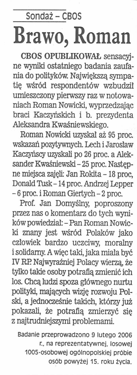 Artykuł Brawo Roman Artykuł Brawo Roman