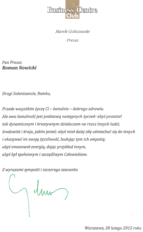 Goliszewski życzenia dla Romana Goliszewski życzenia dla Romana
