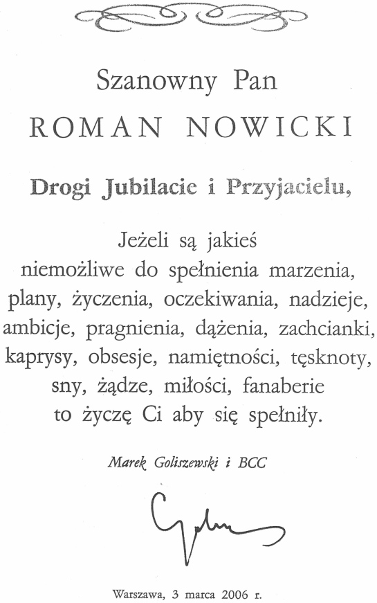 Życzenia od Goliszewskiego Życzenia od Goliszewskiego