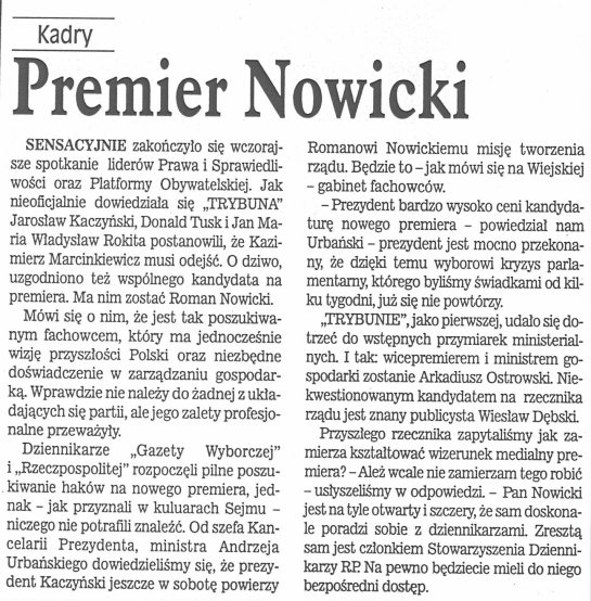 Artykuł Premier Nowicki Artykuł Premier Nowicki