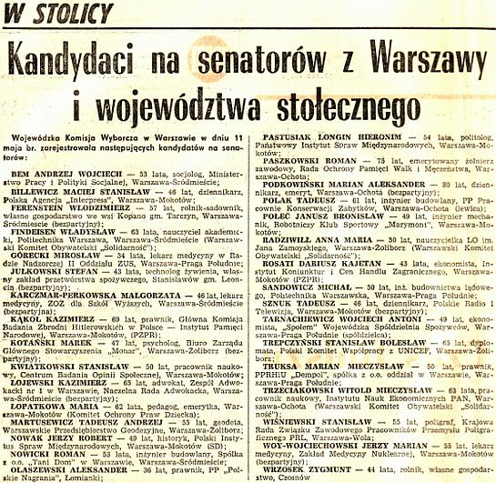 Kandydaci na senator�w