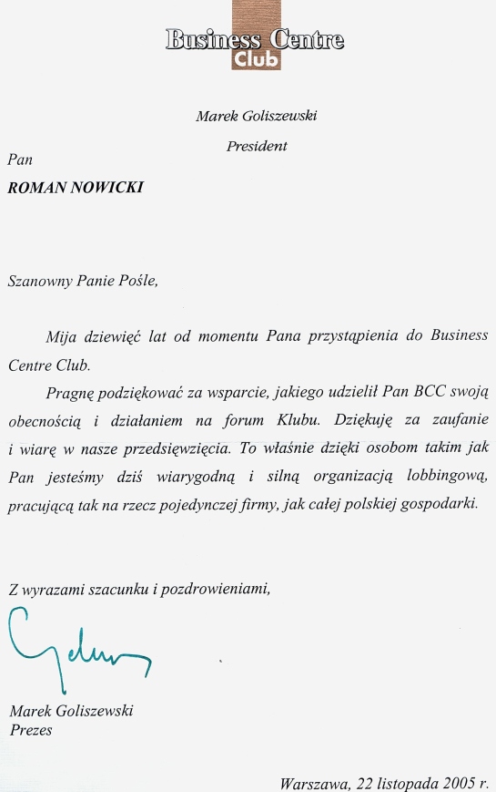 Pismo od Pana Goliszewskiego Pismo od Pana Goliszewskiego