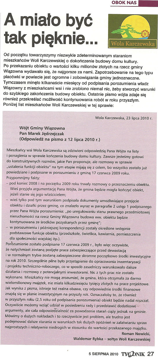 Artyku� Dom Kulyury w Woli Karczewskiej