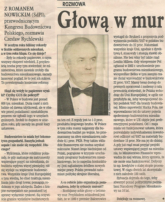 Artyku� G�ow� w mur