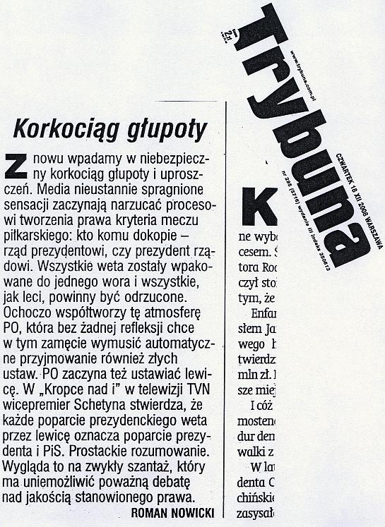 Artyku� z Trybuny Korkoci�g g�upoty