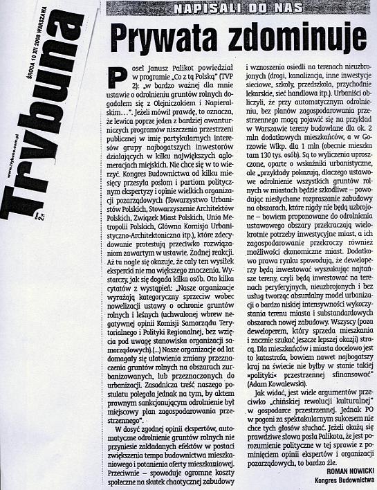Artykuł z Trybuny Prywata wygrywa Artykuł z Trybuny Prywata wygrywa