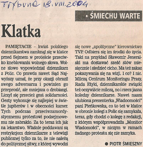 Art. Trybuna Klatka (pod pseudonimem)