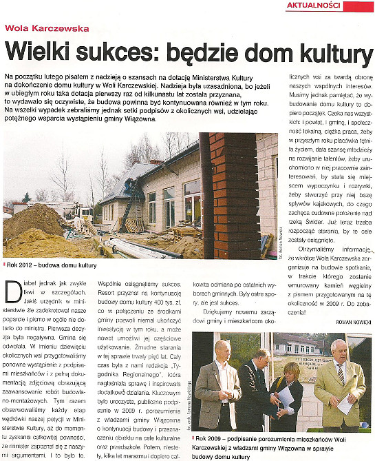 Art. Tygodnik Regionalny- B�dzie dom kultury