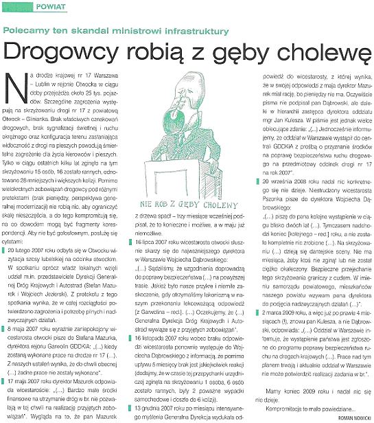 Artyku� Drogowcy robi� z g�by cholew�