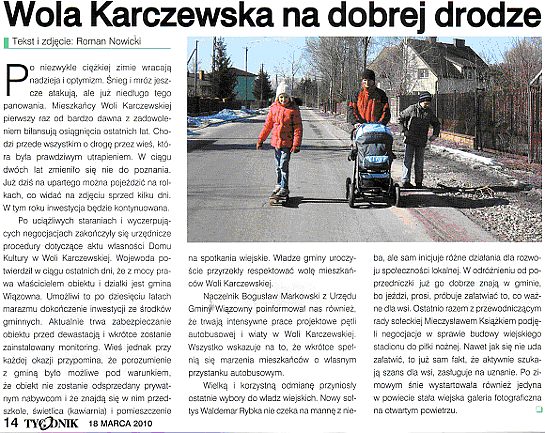 Artyku� Wola Karczewska na dobrej drodze