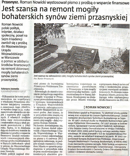 Artykuł Jest szansa na remont mogiły Artykuł Jest szansa na remont mogiły