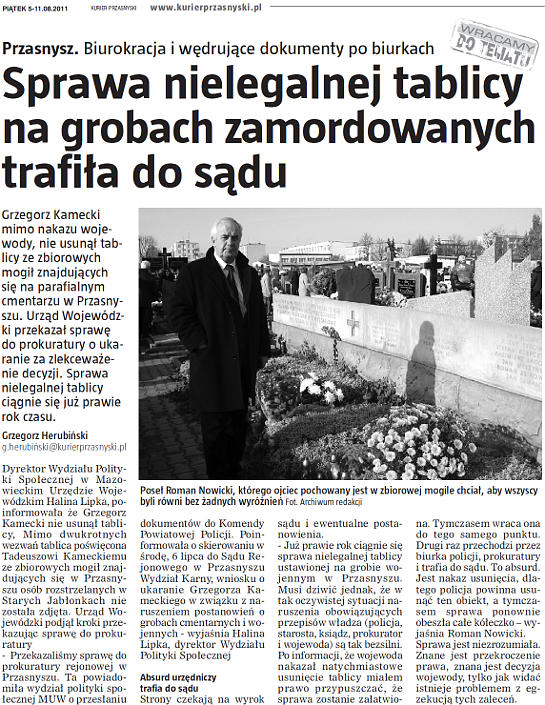 Artykuł w Kurierze Przasnyskim Artykuł w Kurierze Przasnyskim