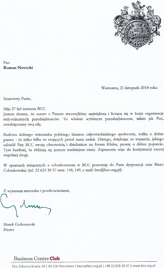 Dyplom od Marka Goliszewskiego Dyplom od Marka Goliszewskiego