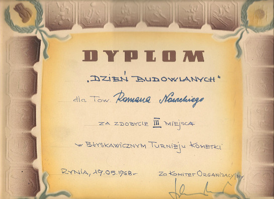 Dyplom Kometka 1968 Dyplom Kometka 1968