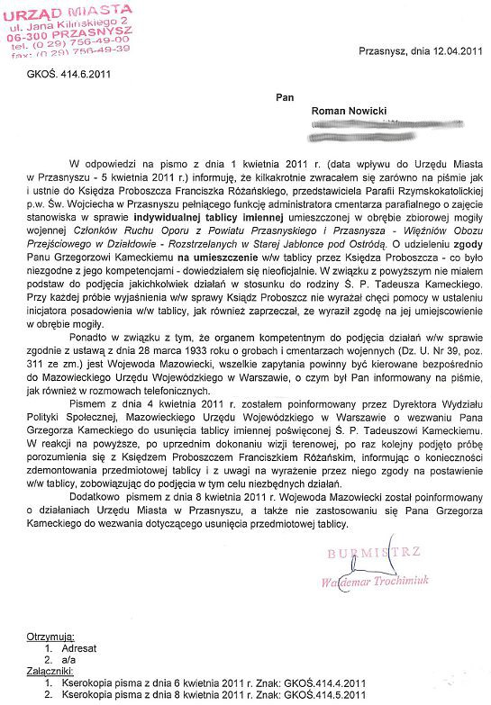 Odpowiedź Burmistrza Odpowiedź Burmistrza