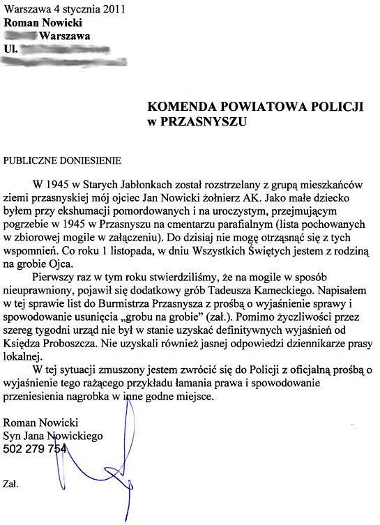 Pismo do policji Pismo do policji