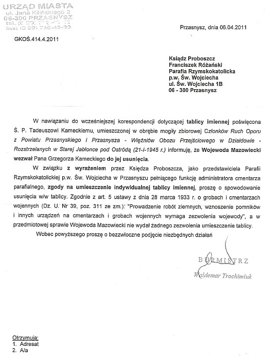 Pismo Urządu do Księdza Pismo Urządu do Księdza