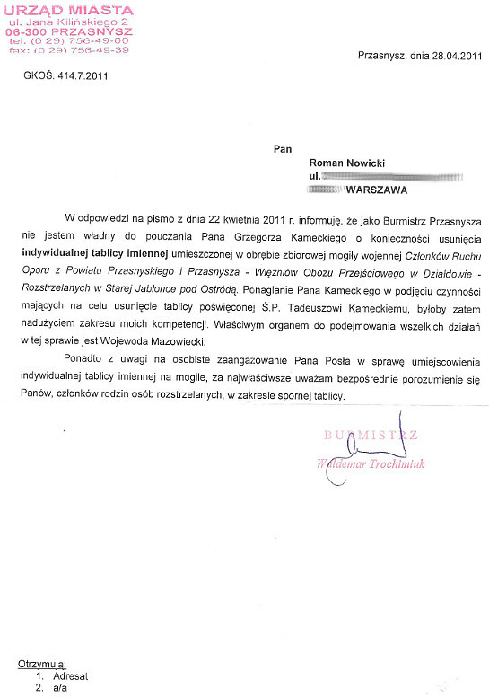 Pismo urzędu Przasnysz Pismo urzędu Przasnysz