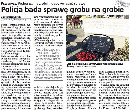 Artykuł Policja bada sprawę grobów Artykuł Policja bada sprawę grobów