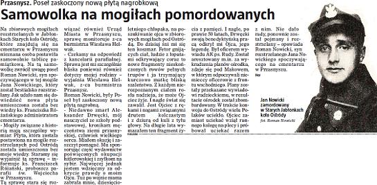 Artykuł o samowoli na mogiłach Artykuł o samowoli na mogiłach