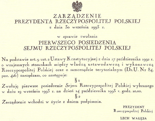 Zaproszenie od Wałęsy na pierwsze posiedzenie sejmu Zaproszenie od Wałęsy na pierwsze posiedzenie sejmu