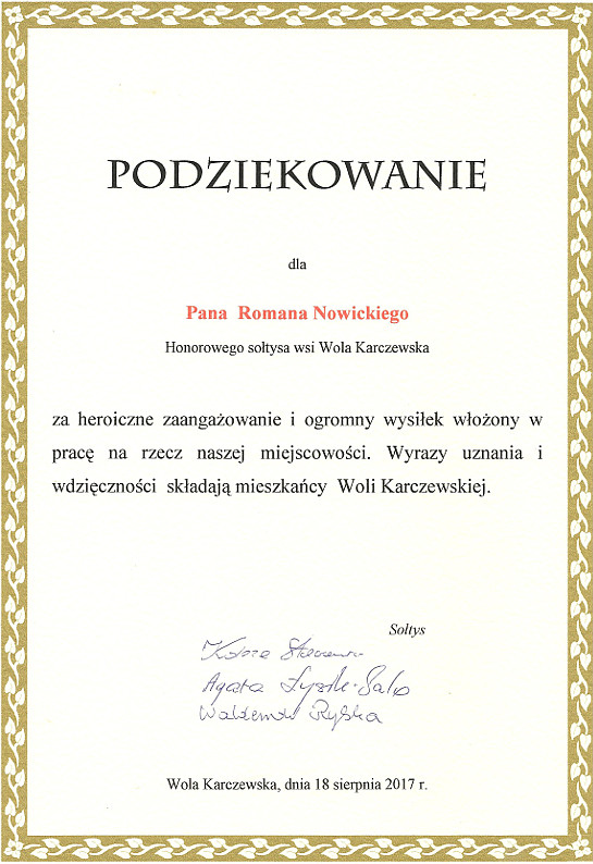 Dyplom Wola Karczewska
