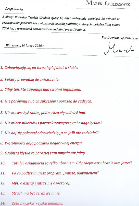 �yczenia od Marka Goliszewskiego