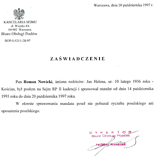 Za�wiadczenie z rezygnacj�