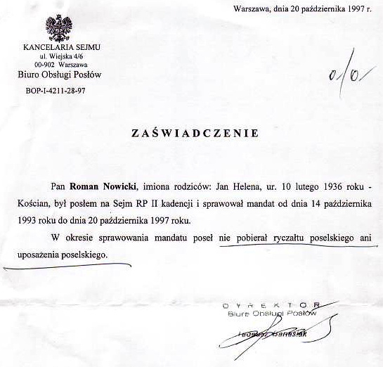 Zaświadczenie Zaświadczenie